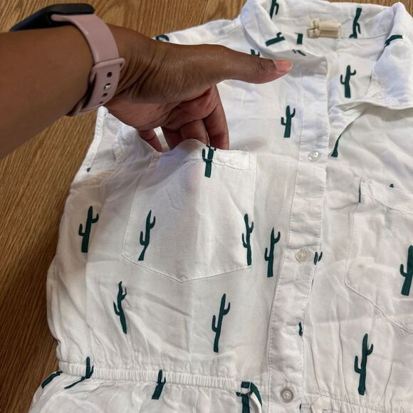 Japana White Dress with Green Cactus Women's Size M - Picture 3 of 7